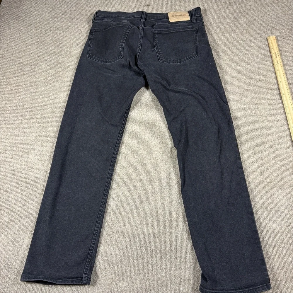 Calvin Klein Slim Straight Fit Jeans Mens W33 L30 Black Stretch Denim Pants